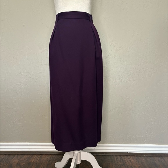 ❤️Vintage JH Collectibles 100% Wool Skirt Purple Midi High Waist Classic - Picture 4 of 13